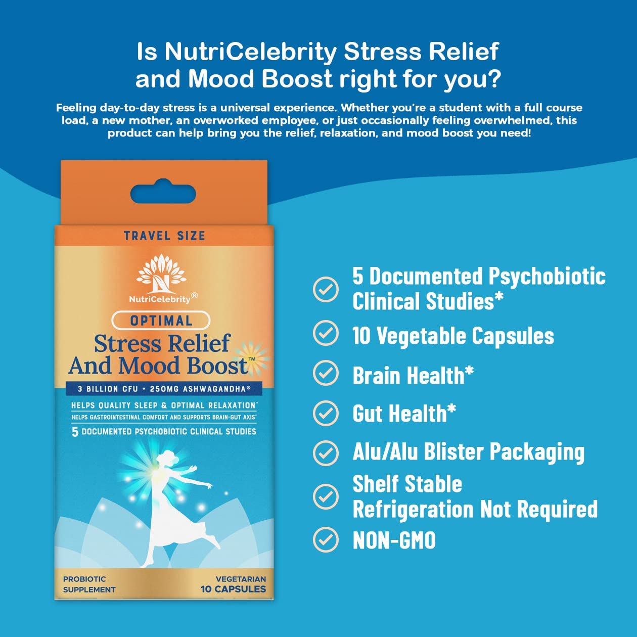 Travel Size Optimal Stress Relief and Mood Boost Supplement